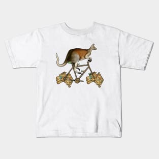 Australian Kangaroo Biker, Australian Kangaroo Riding Bicycle, Funny Map of Australian, Animal Lover Aussie Cyclist Kangaroo Humor for Cycling Lovers Australians, Retro Vintage Aesthetic Kangaroo Pun Kids T-Shirt